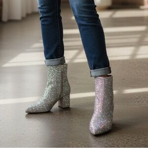 Betsey Johnson Silver Ankle Boots